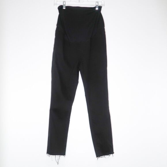 Madewell Jeans Womens Maternity Size 27 Black Skinny‎ Distressed Over-The-Belly - Picture 2 of 11